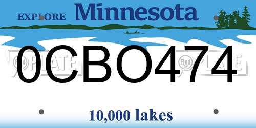 0CBO474 Minnesota License Plate
