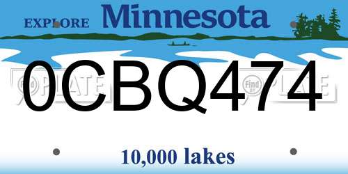 0CBQ474 Minnesota License Plate