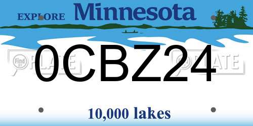0CBZ24 Minnesota License Plate