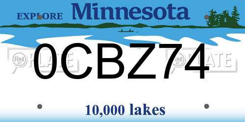 0CBZ74 Minnesota License Plate