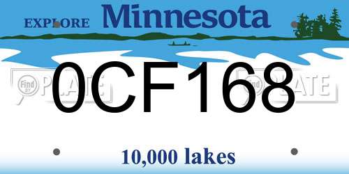 0CF168 Minnesota License Plate