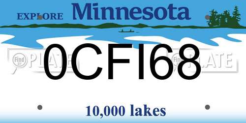 0CFI68 Minnesota License Plate