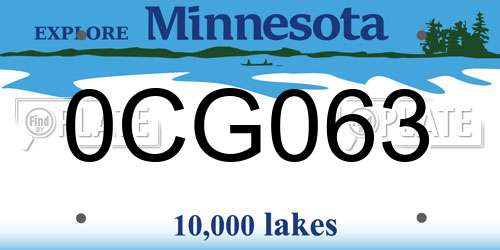 0CG063 Minnesota License Plate