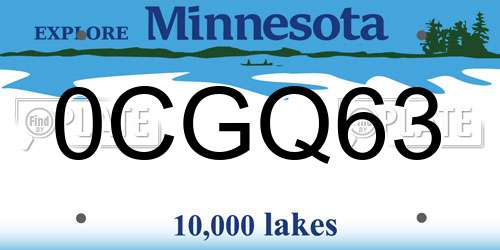 0CGQ63 Minnesota License Plate