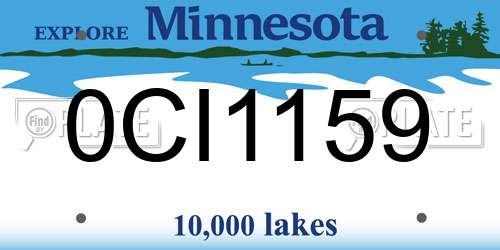 0CI1159 Minnesota License Plate
