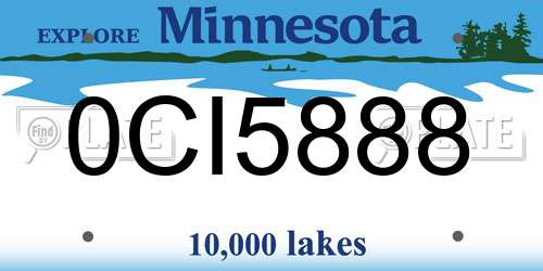 0CI5888 Minnesota License Plate