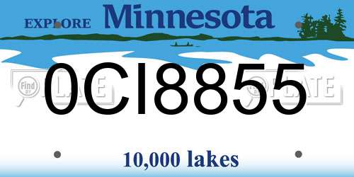 0CI8855 Minnesota License Plate