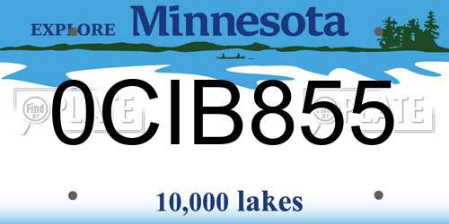 0CIB855 Minnesota License Plate