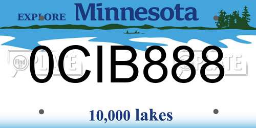 0CIB888 Minnesota License Plate