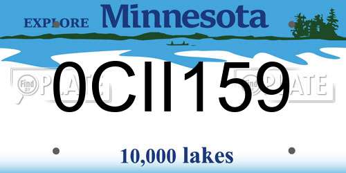 0CII159 Minnesota License Plate