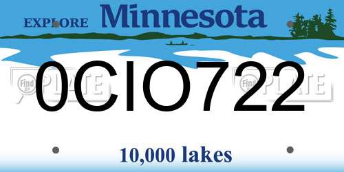 0CIO722 Minnesota License Plate