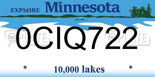 0CIQ722 Minnesota License Plate