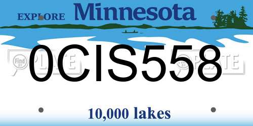 0CIS558 Minnesota License Plate