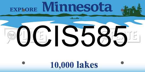 0CIS585 Minnesota License Plate