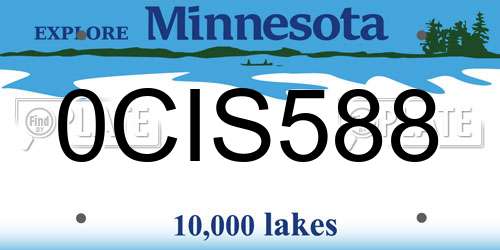 0CIS588 Minnesota License Plate