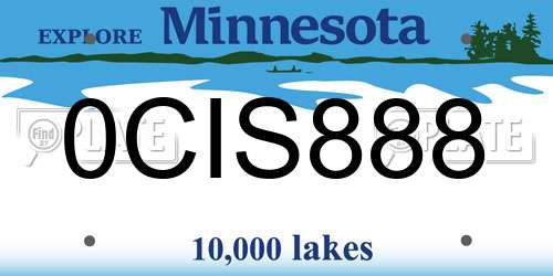 0CIS888 Minnesota License Plate