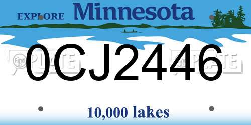 0CJ2446 Minnesota License Plate