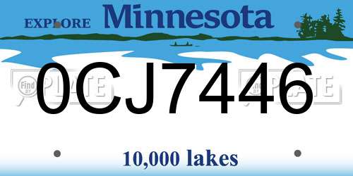 0CJ7446 Minnesota License Plate