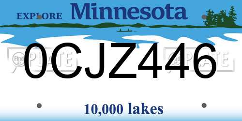 0CJZ446 Minnesota License Plate