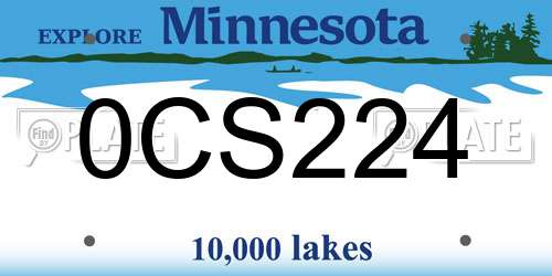 0CS224 Minnesota License Plate