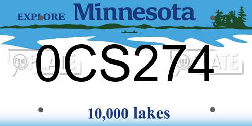 0CS274 Minnesota License Plate