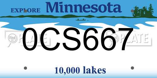 0CS667 Minnesota License Plate