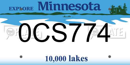 0CS774 Minnesota License Plate
