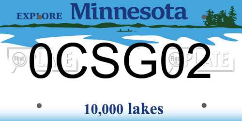 0CSG02 Minnesota License Plate