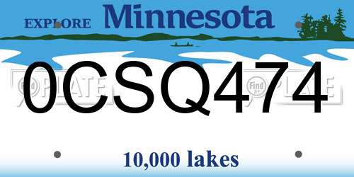 0CSQ474 Minnesota License Plate