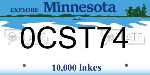 0CST74 Minnesota License Plate
