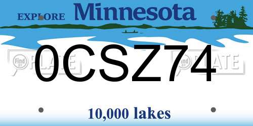 0CSZ74 Minnesota License Plate
