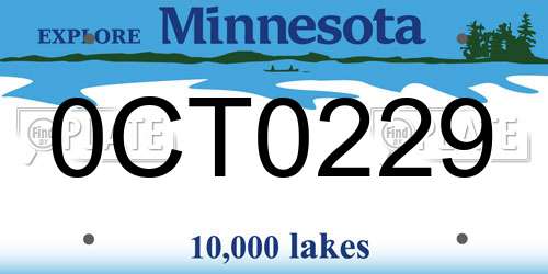 0CT0229 Minnesota License Plate