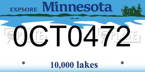 0CT0472 Minnesota License Plate