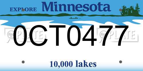 0CT0477 Minnesota License Plate