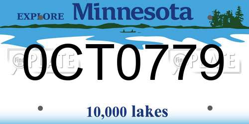 0CT0779 Minnesota License Plate