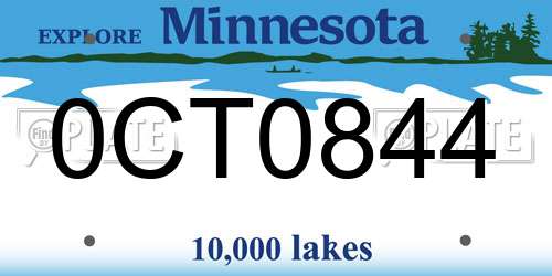 0CT0844 Minnesota License Plate