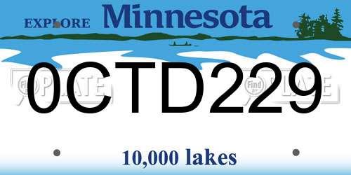 0CTD229 Minnesota License Plate