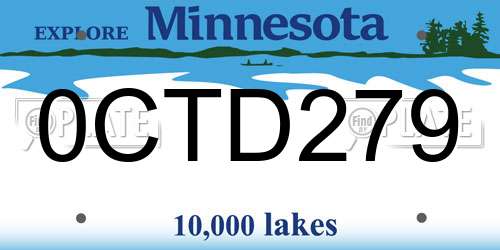 0CTD279 Minnesota License Plate