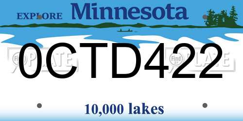 0CTD422 Minnesota License Plate