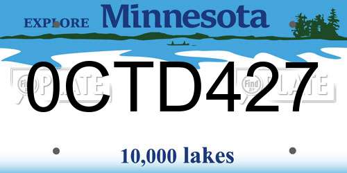 0CTD427 Minnesota License Plate