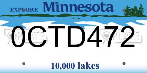 0CTD472 Minnesota License Plate