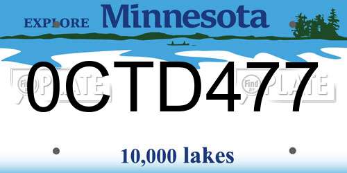 0CTD477 Minnesota License Plate