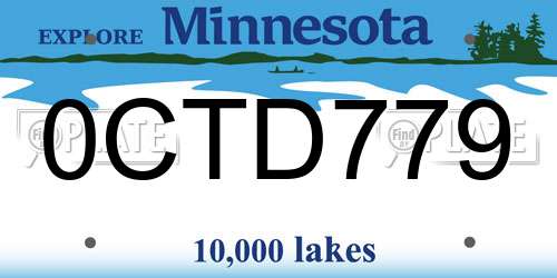 0CTD779 Minnesota License Plate