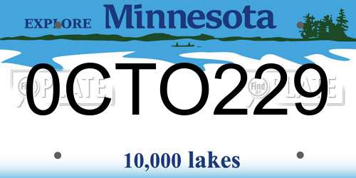 0CTO229 Minnesota License Plate