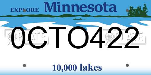 0CTO422 Minnesota License Plate