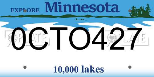 0CTO427 Minnesota License Plate
