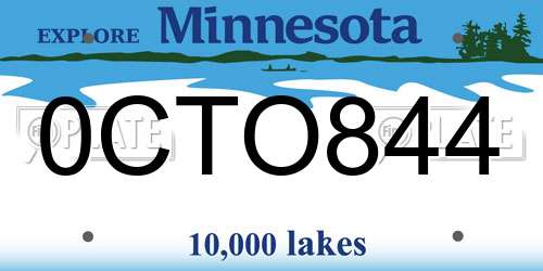 0CTO844 Minnesota License Plate