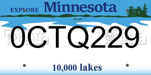 0CTQ229 Minnesota License Plate