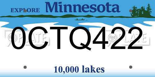 0CTQ422 Minnesota License Plate