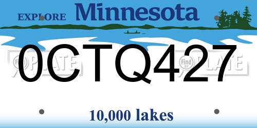 0CTQ427 Minnesota License Plate